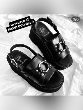 ISO FOXBLOOD Black Platform Slingback Sandals SIZE 9